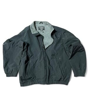 VTG Eddie Bauer Men's Large Black Front Zip 100% Nylon Lining 100% Poly Jacket